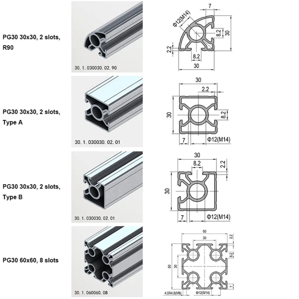 Industrial Sun Room Doors and Windows Aluminium Extrusion 30 X 30 Aluminum Profile